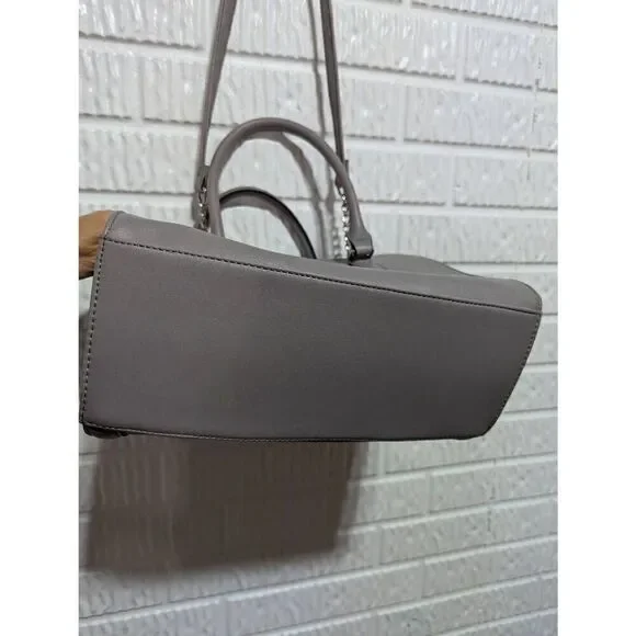 Nine West Women's Gray Solid Square Satchel With Shoulder Strap Handbag - Picture 3 of 6